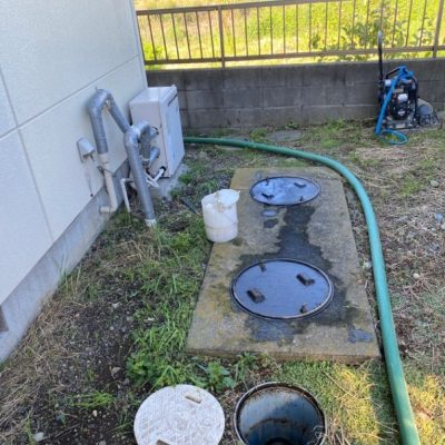 浄化槽割れによる転換工事画像