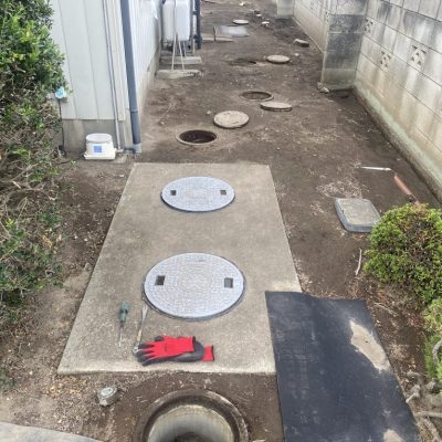 古い切株を撤去してからの浄化槽転換工事画像